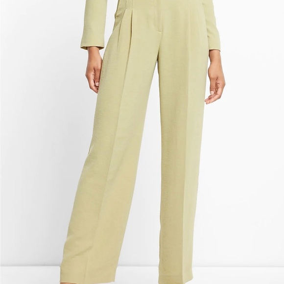 Suit Pant EXPRESS PEAK LAPEL Cropped BLAZER Pistachio Green Wide Leg Pant Sz 8R - Picture 2 of 6